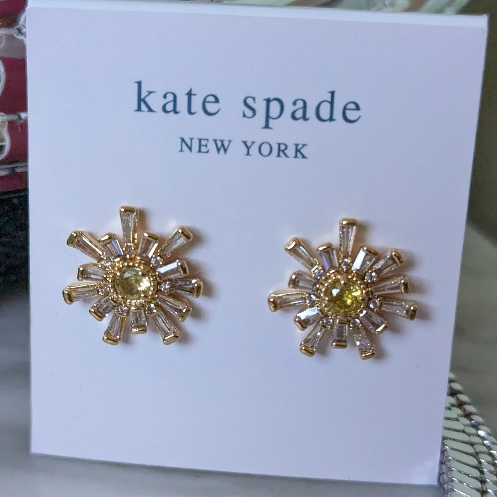 NWT Kate Spade Sunny Studs - Gold/Clear/Yellow
